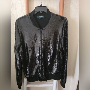 Ralph Lauren Black Sequined Women's Bomber Jacket